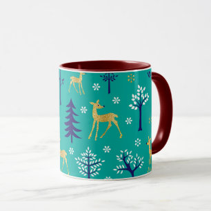 Boho Trees Gold Deers Modern Tasse