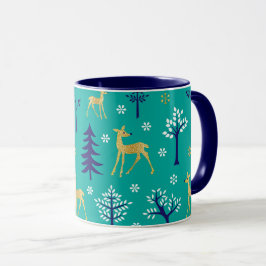 Boho Trees Gold Deers Modern Tasse