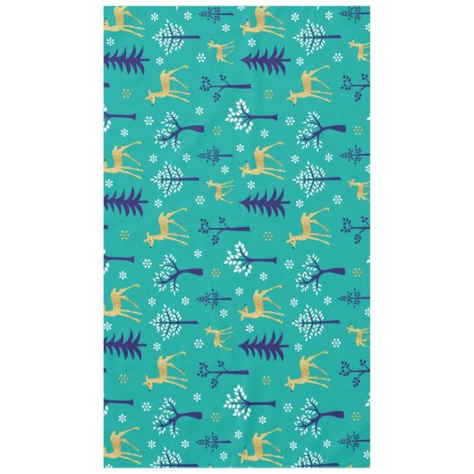 Boho Trees Gold Deers Modern Tischdecke (Vorderseite)