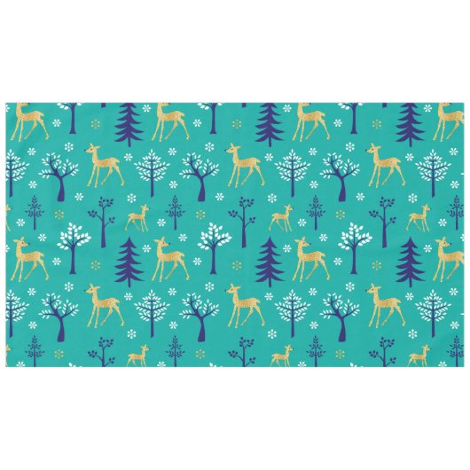 Boho Trees Gold Deers Modern Tischdecke (Vorderseite (Horizontal))