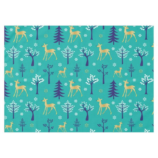 Boho Trees Gold Deers Modern Tischdecke (Vorderseite (Horizontal))