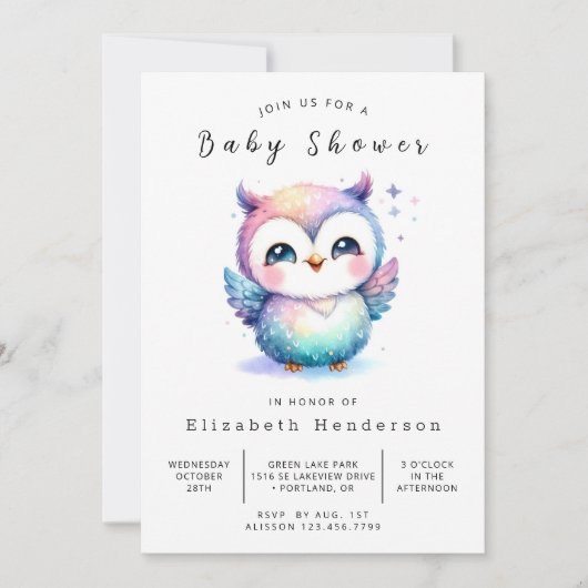 Boho Trees Owl Baby Shower Einladung (Vorderseite)
