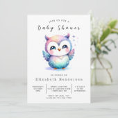 Boho Trees Owl Baby Shower Einladung (Stehend Vorderseite)