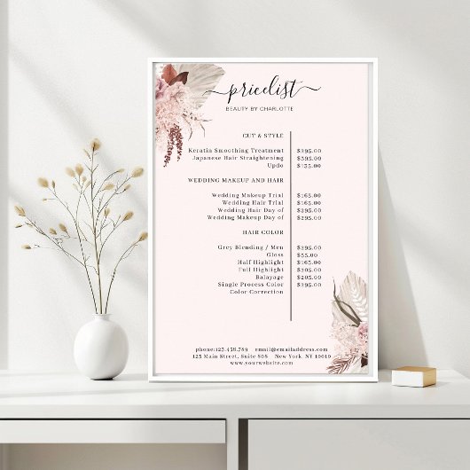 Boho-Trend-Preisliste Poster