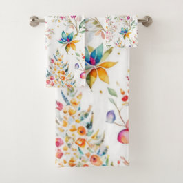 Boho, Trendy, Aquarell, Chic, Modern, Pastell Badhandtuch Set