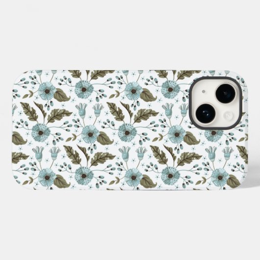 Boho Trendy Blue Green Case-Mate iPhone Hülle (Rückseite (Horizontal))