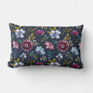 Boho trendy Blume Muster Marineblau elegant Lendenkissen