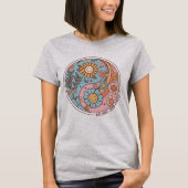 Boho Trendy floral Yin Yang Balance über Stress T-Shirt (Vorderseite)