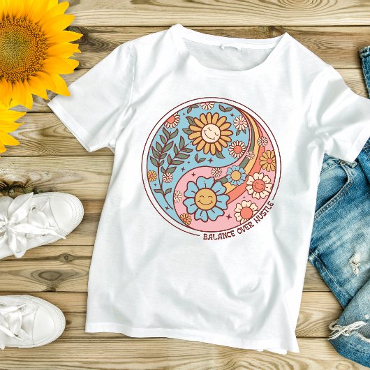 Boho Trendy floral Yin Yang Balance über Stress T-Shirt