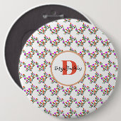 Boho trendy Retro niedliche Vintage Blumenschrift Button (Vorne & Hinten)