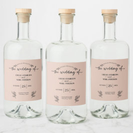 Boho Trendy Script Wedding Alkoholflaschenetikett
