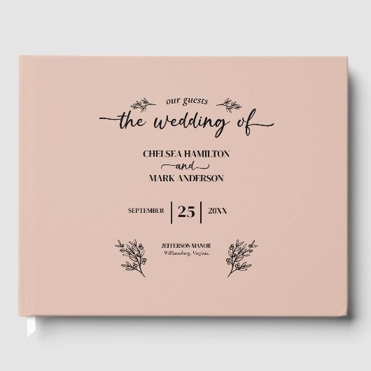 Boho Trendy Script Wedding Gästebuch (Vorderseite)