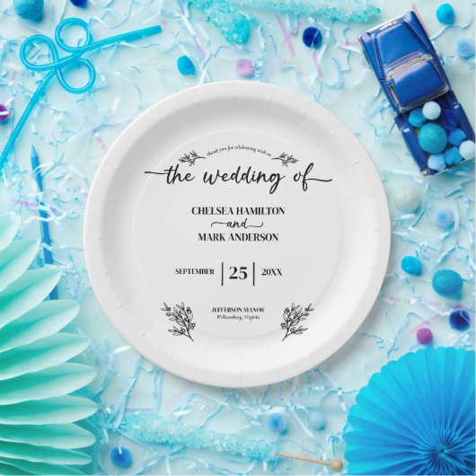 Boho Trendy Script Wedding Pappteller (Party)