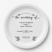 Boho Trendy Script Wedding Pappteller (Vorderseite)