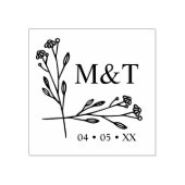 Boho Trendy Wildblumen Initials Wedding Monogram Gummistempel (Prägung)