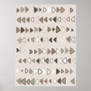 Boho Triangle Brown Taupe Ivory Poster