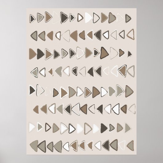 Boho Triangle Brown Taupe Ivory Poster (Vorne)