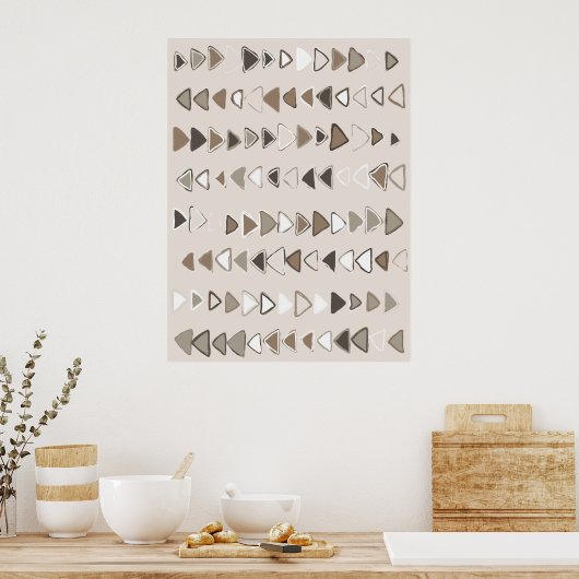 Boho Triangle Brown Taupe Ivory Poster (Küche)