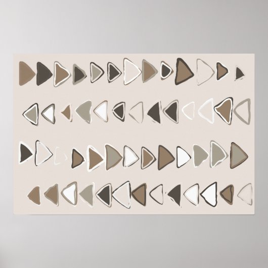 Boho Triangle Brown Taupe Ivory Poster (Vorne)