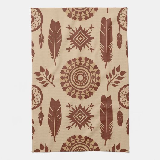 Boho Tribal Abstrakt Pattern | Earthy Geometric Geschirrtuch (Vertikal)