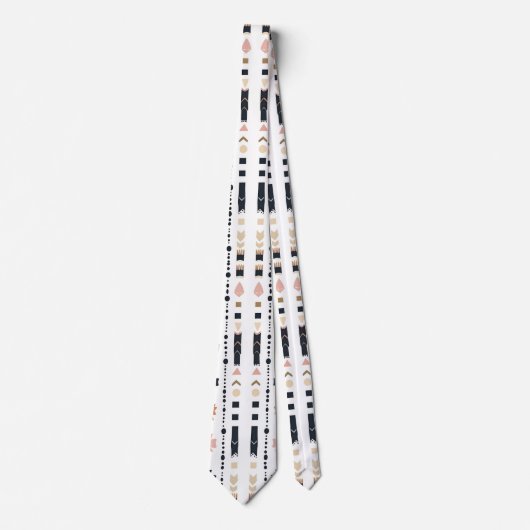 Boho Tribal Aztec Vertical Stripes Cream Rust Blue Krawatte (Vorderseite)