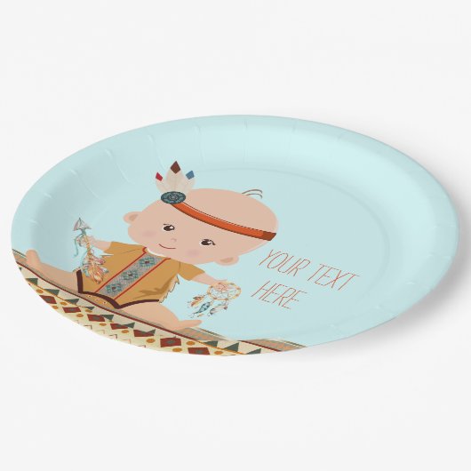 Boho Tribal Baby Shower Pappteller (Schrägansicht)
