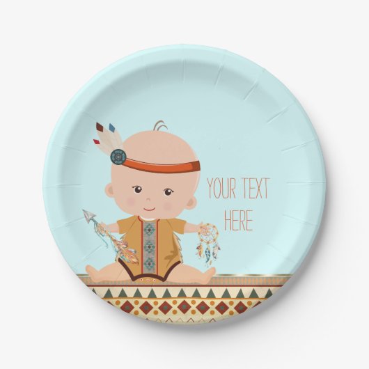 Boho Tribal Baby Shower Pappteller (Vorderseite)