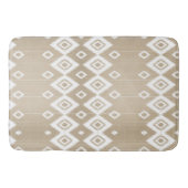 Boho Tribal Beige White Geometric Badematte (Vorderseite)