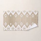 Boho Tribal Beige White Geometric Badhandtuch Set (Handtuch)