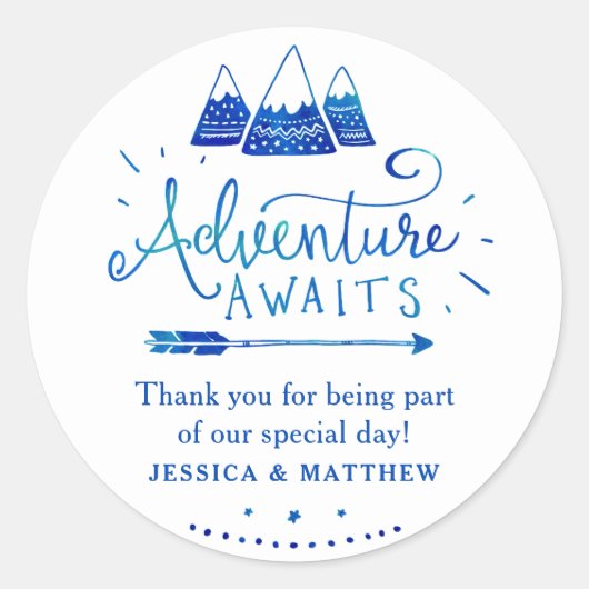 Boho Tribal Blue Adventure Baby Shower Stickers (Vorderseite)