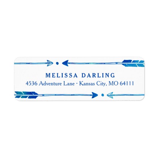 Boho Tribal Blue & Aquamarin Arrow Address Labels (Vorne)