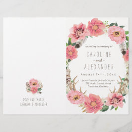 Boho Tribal Bohemisch Feather Wedding Programs
