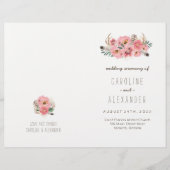 Boho Tribal Bohemisch Feather Wedding Programs (Vorderseite)
