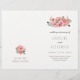 Boho Tribal Bohemisch Feather Wedding Programs