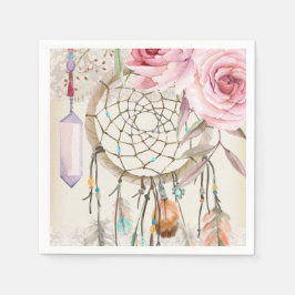 Boho Tribal Chic DreamCatcher & Rose Paper Napkin Serviette
