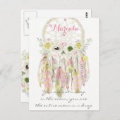 Boho Tribal Dream Catcher Feathers Blume Native Postkarte (Vorne/Hinten)