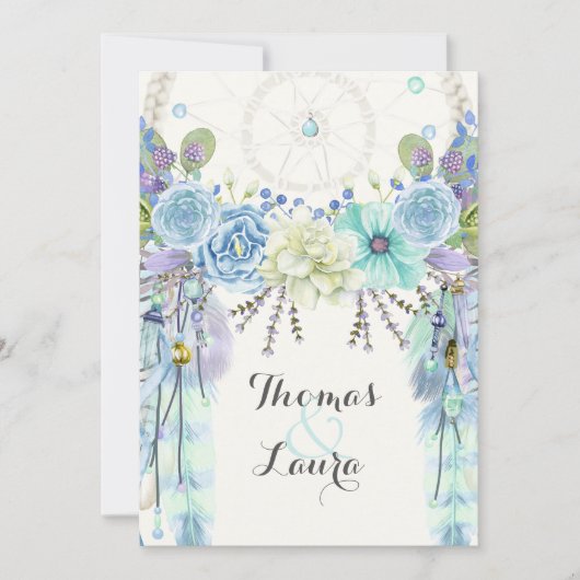 Boho Tribal Dream Catcher Wasserfarbe Türkisch Einladung (Vorderseite)