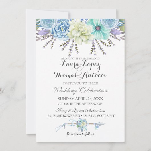 Boho Tribal Dream Catcher Wasserfarbe Türkisch Einladung (Rückseite)