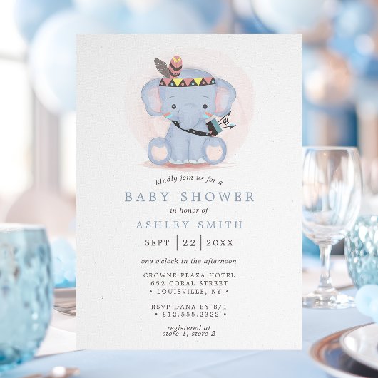 Boho Tribal Elephant Baby Shower Einladung