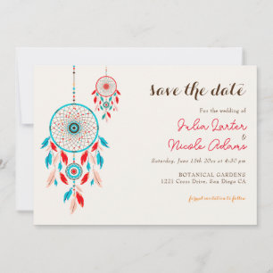 Boho-Tribal-Feather-Dreamcatcher-Hochzeit Save The Date