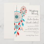 Boho Tribal feather Dreamcatcher Polterabend Einladung (Vorne/Hinten)