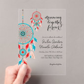 Boho Tribal feather Dreamcatcher Wedding Acryleinladungen (Insitu (Handheld))