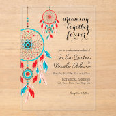 Boho Tribal feather Dreamcatcher Wedding Acryleinladungen (Vorderseite)