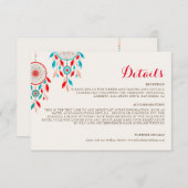 Boho Tribal feather Dreamcatcher Wedding Begleitkarte (Vorne/Hinten)