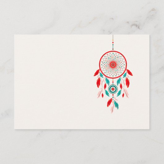 Boho Tribal feather Dreamcatcher Wedding Begleitkarte (Rückseite)