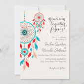 Boho Tribal feather Dreamcatcher Wedding Einladung (Vorderseite)