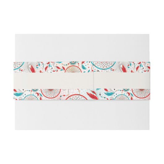 Boho Tribal feather Dreamcatcher Wedding Einladungsbanderole (Rückseitenbeispiel)