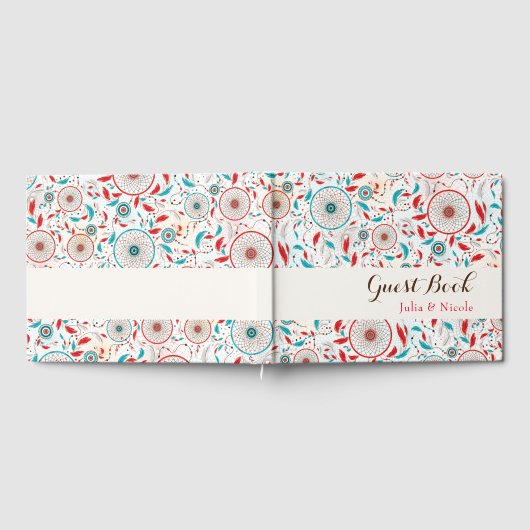 Boho Tribal feather Dreamcatcher Wedding Gästebuch (Voll)