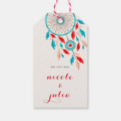 Boho Tribal feather Dreamcatcher Wedding Geschenkanhänger (Rückseite)