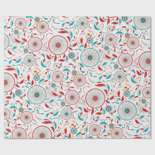 Boho Tribal feather Dreamcatcher Wedding Geschenkpapier (Flach)